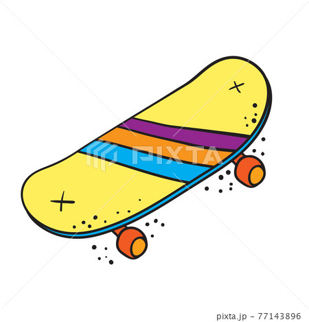 Hand Drawn Skateboard Skateboarding Doodle のイラスト素材