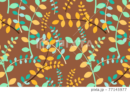 Autumn leaf and branch seamless pattern 77143977