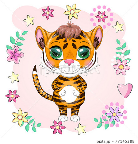 Illustrations for Chinese New Year 2022, year of the Tiger. Lunar new year 2022 Illustrations for Chinese New Year 2022, year of the Tiger. Lunar new year 2022 77145289