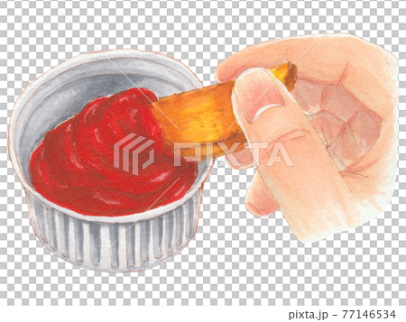 手繪食品和飲料菜單番茄醬 77146534