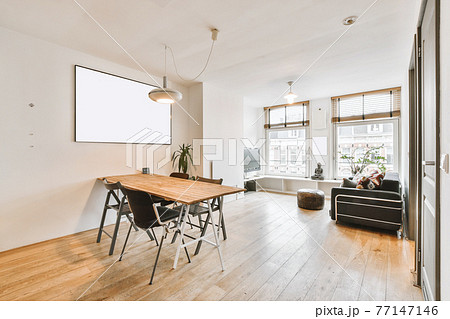 Interior of stylish spacious room 77147146