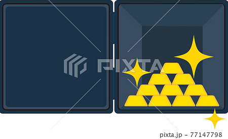 金塊が入った金庫のイラスト素材