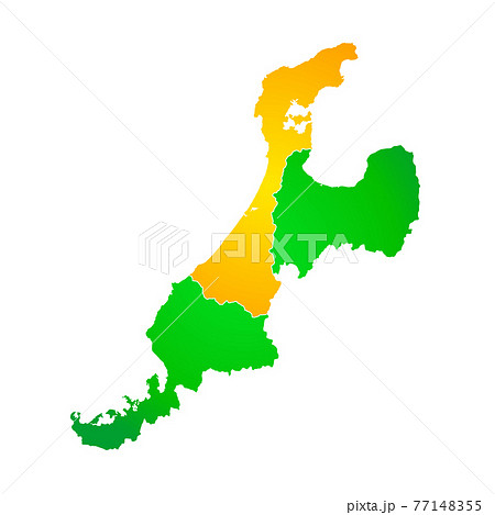 石川県地図と北陸地方地図のイラスト素材