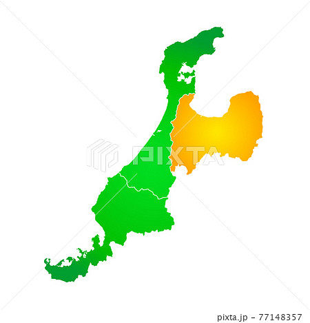 富山県地図と北陸地方地図のイラスト素材