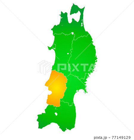 山形県地図と東北地方地図のイラスト素材