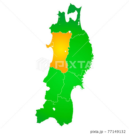 秋田県地図と東北地方地図のイラスト素材