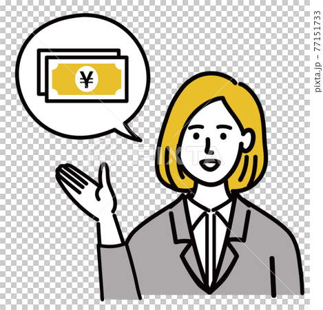 Female blonde young suit vector pop money cash 77151733