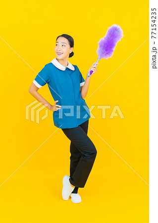 Portrait beautiful young asian woman maid and housekeeping 77154235