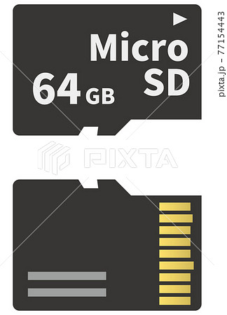 Microsdメモリカード 表裏 のイメージイラスト 記録媒体 のイラスト素材