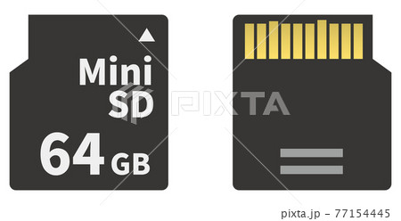 Minisdメモリカード 表裏 のイメージイラスト 記録媒体 のイラスト素材