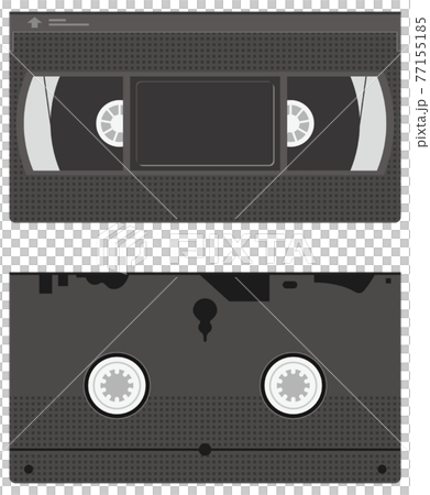 ビデオテープ（VHS）のイメージイラスト（表面と裏面）のイラスト素材
