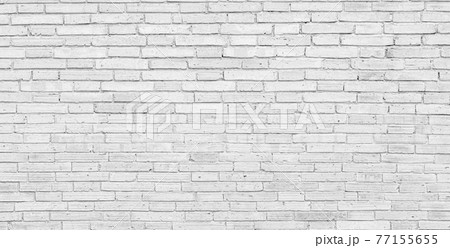 Texture of old white brick wall large background. 77155655