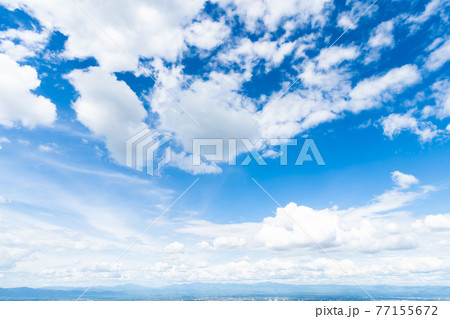 beautiful blue sky background abstract clear texture with white clouds. 77155672