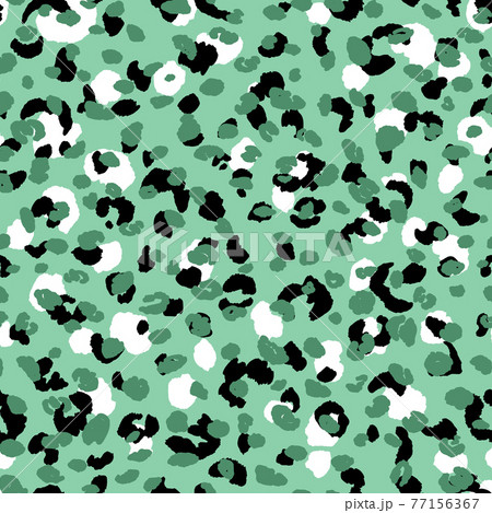 Abstract modern leopard seamless pattern. Animals trendy background. Green and black decorative vector stock illustration for print, card, postcard, fabric, textile. Modern ornament of stylized skin 77156367