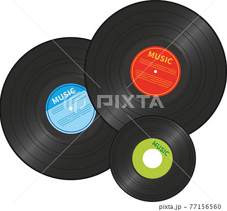 Lp盤とep盤レコードのイメージイラスト 記録媒体 のイラスト素材