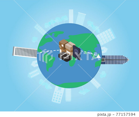 relocate job to move house and work overseas vector 77157594
