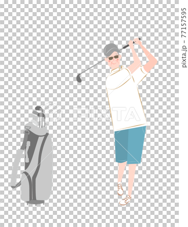 Elderly man playing golf 77157595