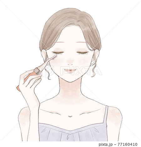 ホットビューラーでまつ毛をカールさせる女性のイラスト素材