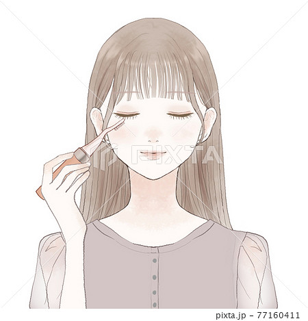 ホットビューラーでまつ毛をカールさせる女性のイラスト素材