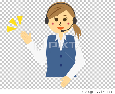 ヘッドセットを付けたテレフォンオペレーターのベクターイラスト　女性 77160444