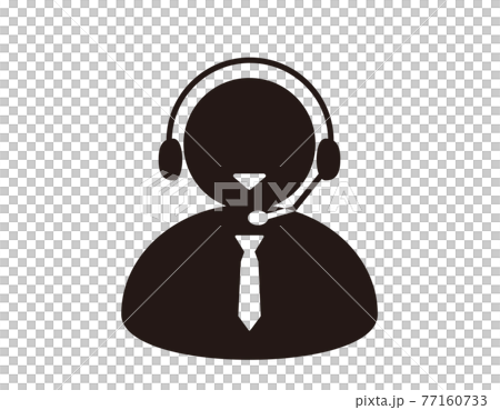 ヘッドセットを付けたテレフォンオペレーターのベクターイラスト　男性　 77160733