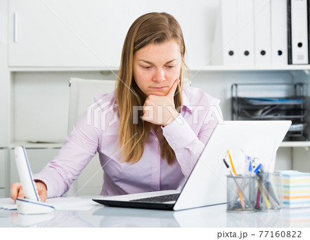 Woman having problem in office 77160822