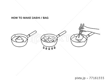 出汁の取り方イラスト(パック、線)、タイプ2 出汁の取り方イラスト(パック、線)、タイプ2 77161555