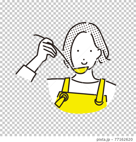 シンプル イラスト 料理の味見をする女性 シンプル イラスト 料理の味見をする女性 77162620