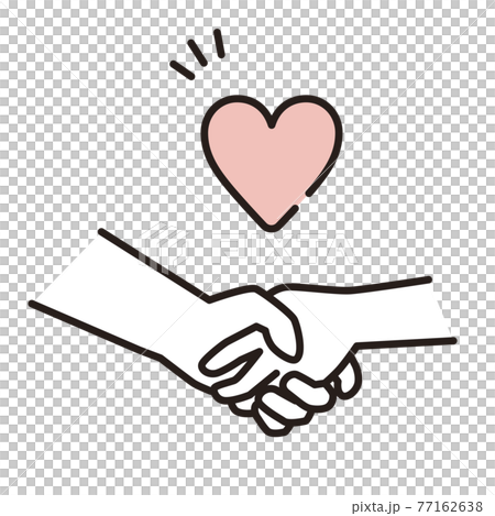 シンプル イラスト 握手する仲良し親子のイラスト素材