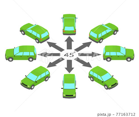 Rotation of the station wagon car by 45 degrees. Rotation of the station wagon car by 45 degrees. 77163712