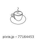 Hot drink mug image. Coffee cup single line vector lineart. Continuous line illustration. 77164453