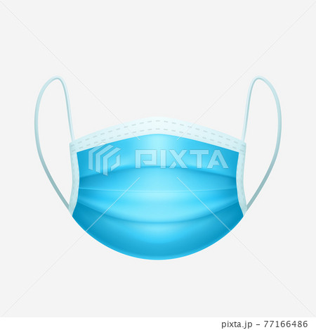 front view to realistic blue face mask 77166486