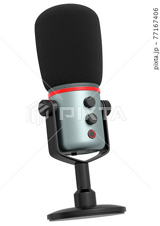 3D rendering of studio condenser microphone isolated on white background 3D rendering of studio condenser microphone isolated on white background 77167406