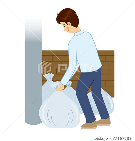 ゴミ捨てをする男のイラスト素材
