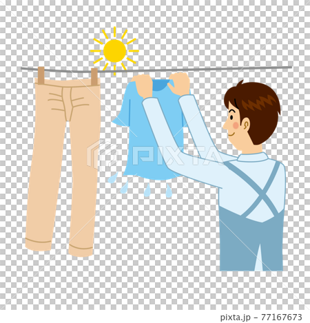 Man drying clothes 77167673
