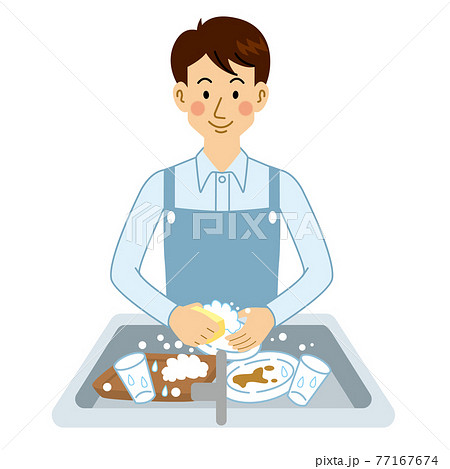 洗い物をする男 77167674