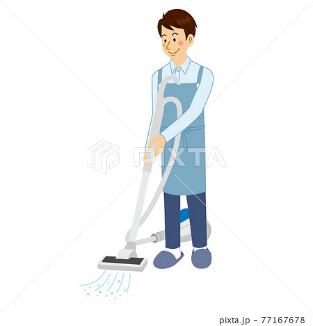 掃除機をかける男のイラスト素材