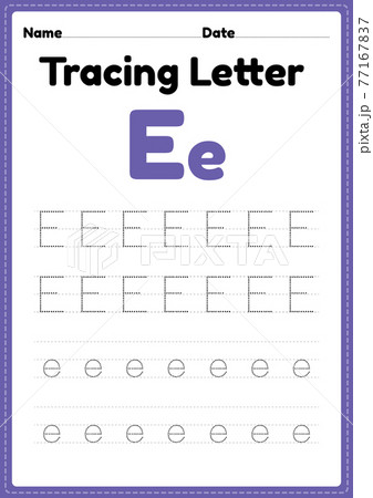 Tracing letter e alphabet worksheet for kindergarten and preschool kids for handwriting practice and educational activities in a printable page illustration. Tracing letter e alphabet worksheet for kindergarten and preschool kids for handwriting practice and educational activities in a printable page illustration. 77167837
