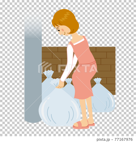 A woman who puts out garbage 77167976