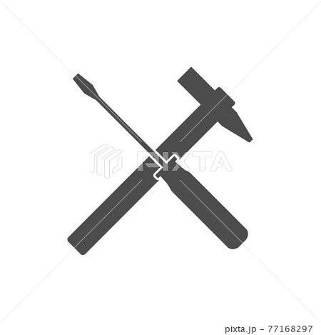 Screwdriver and hammer icon. Vector illustration, flat design. Screwdriver and hammer icon. Vector illustration, flat design. 77168297