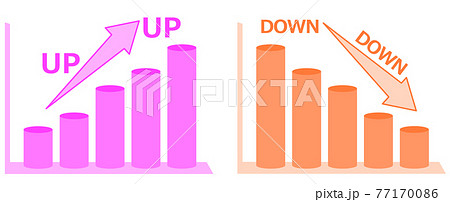 上昇グラフと下降グラフのイラストのイラスト素材