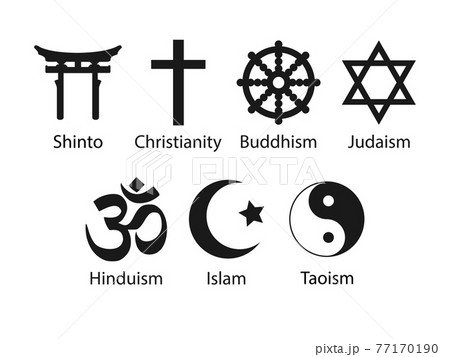 Religious symbols icon set. Vector illustration, flat design. 77170190