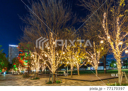 中野セントラルパークのイルミネーション　都市風景 77170397