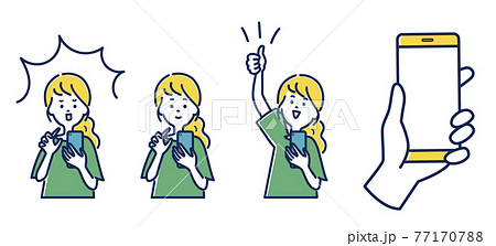 スマホを操作する女性のポーズのイラスト素材のイラスト素材