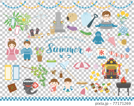 日本夏季活動插畫素材集 77171269