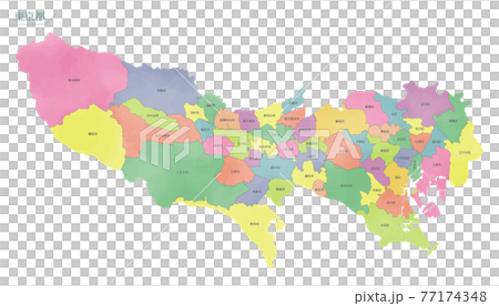 水彩風の地図　東京都 77174348