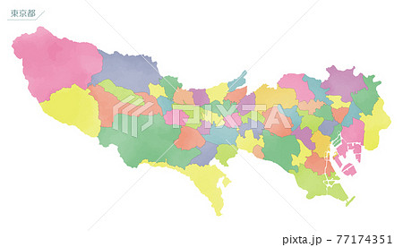 水彩風の地図 東京都のイラスト素材