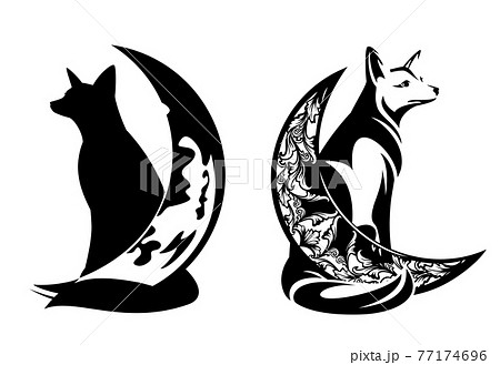 Fox And Crescent Moon For Sweet Dreams Stock Illustration