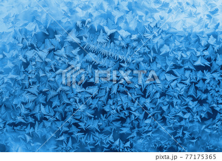 Beautiful ice pattern on winter window 77175365