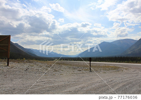 View froma roadside turnout beside a highway View froma roadside turnout beside a highway 77176036